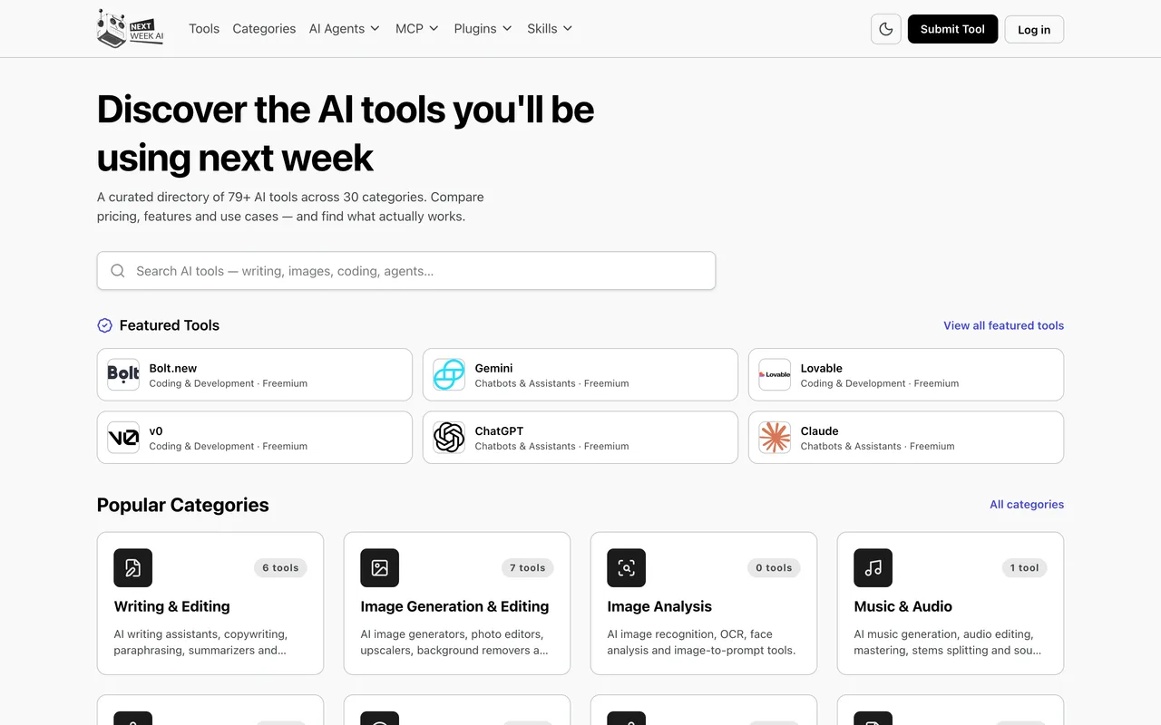 Next Week AI homepage