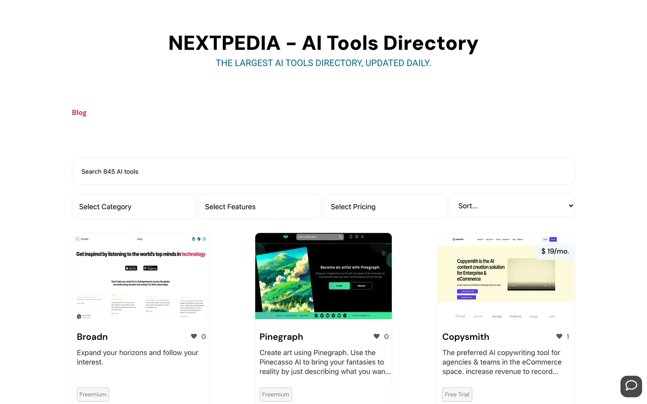 NextPedia homepage