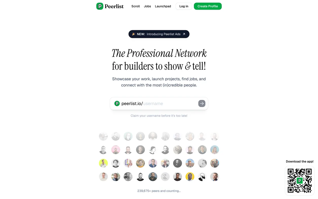 Peerlist homepage