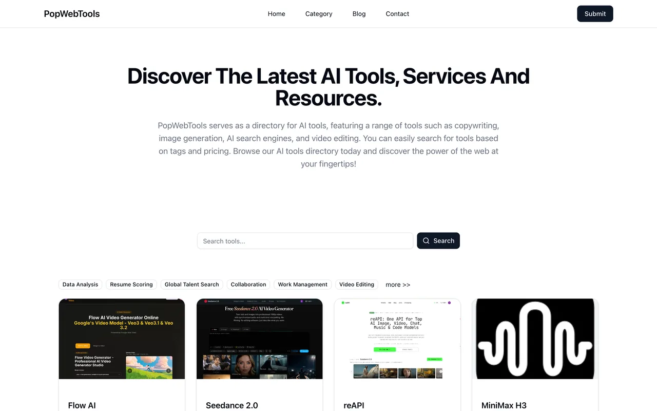 PopWebTools homepage