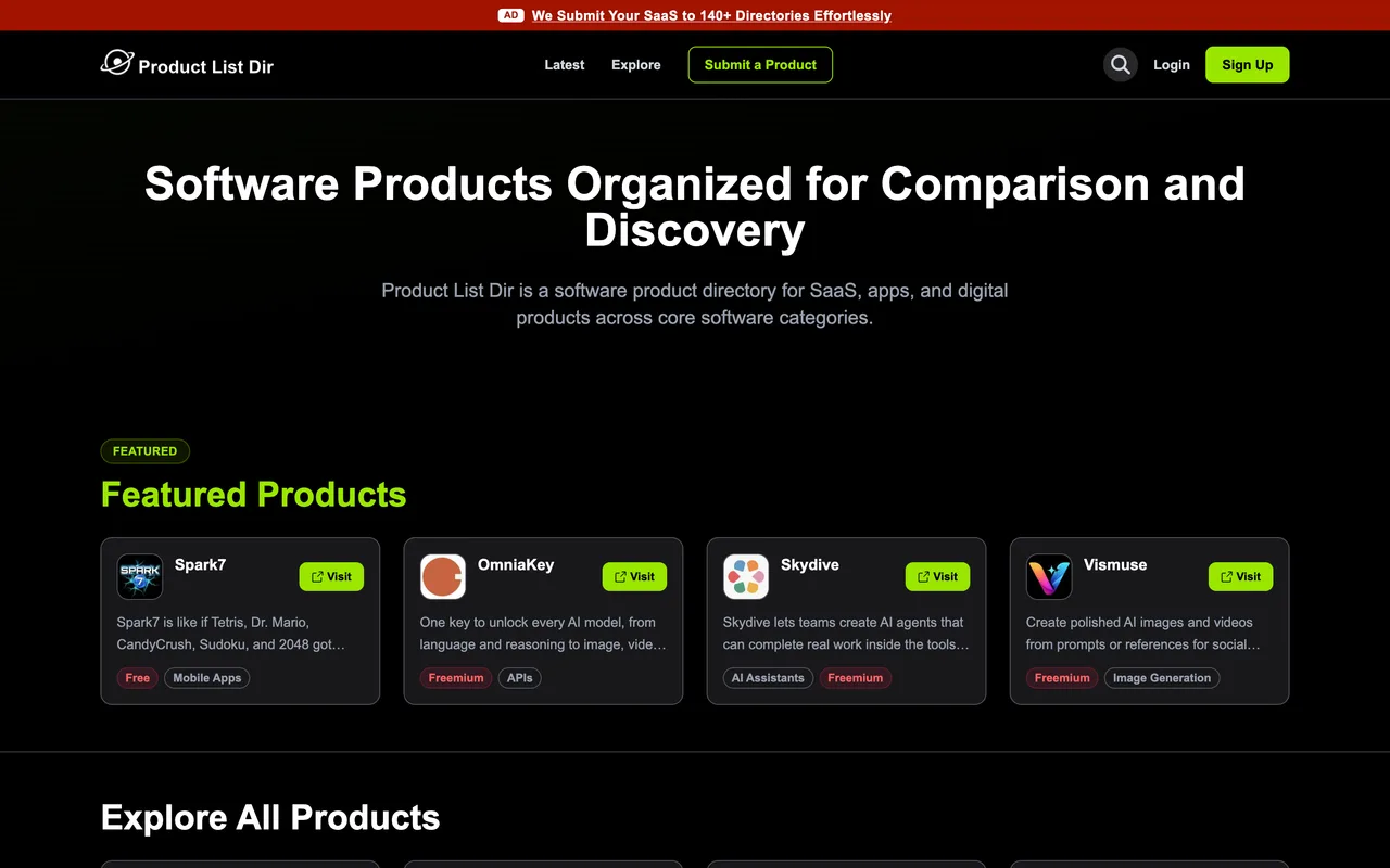 Product List Dir homepage