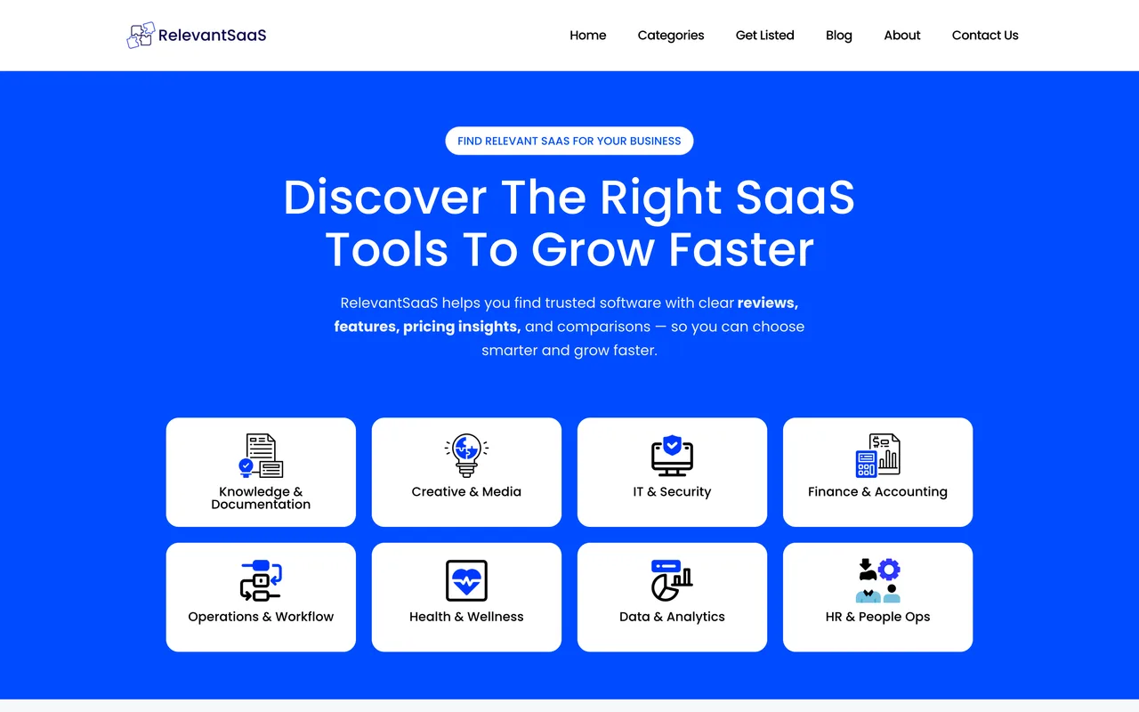RelevantSaaS homepage
