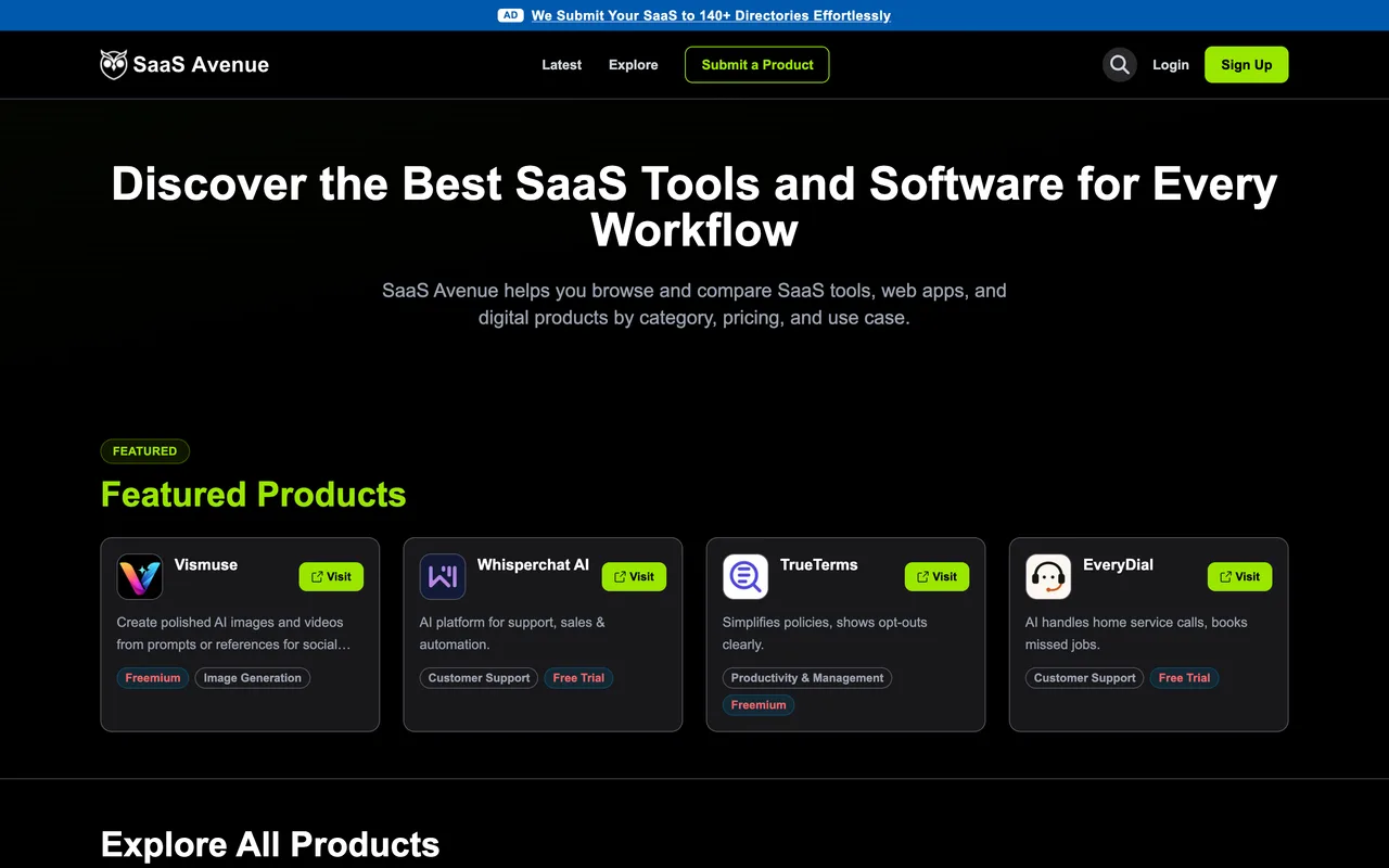 SaaS Avenue homepage
