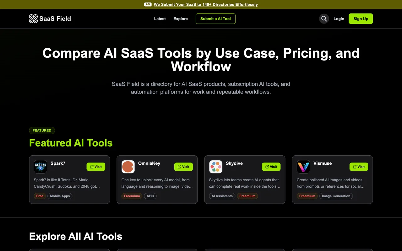 SaaS Field homepage