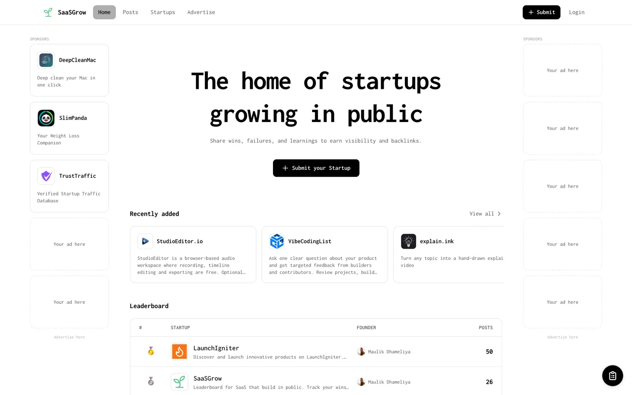 SaaSGrow homepage