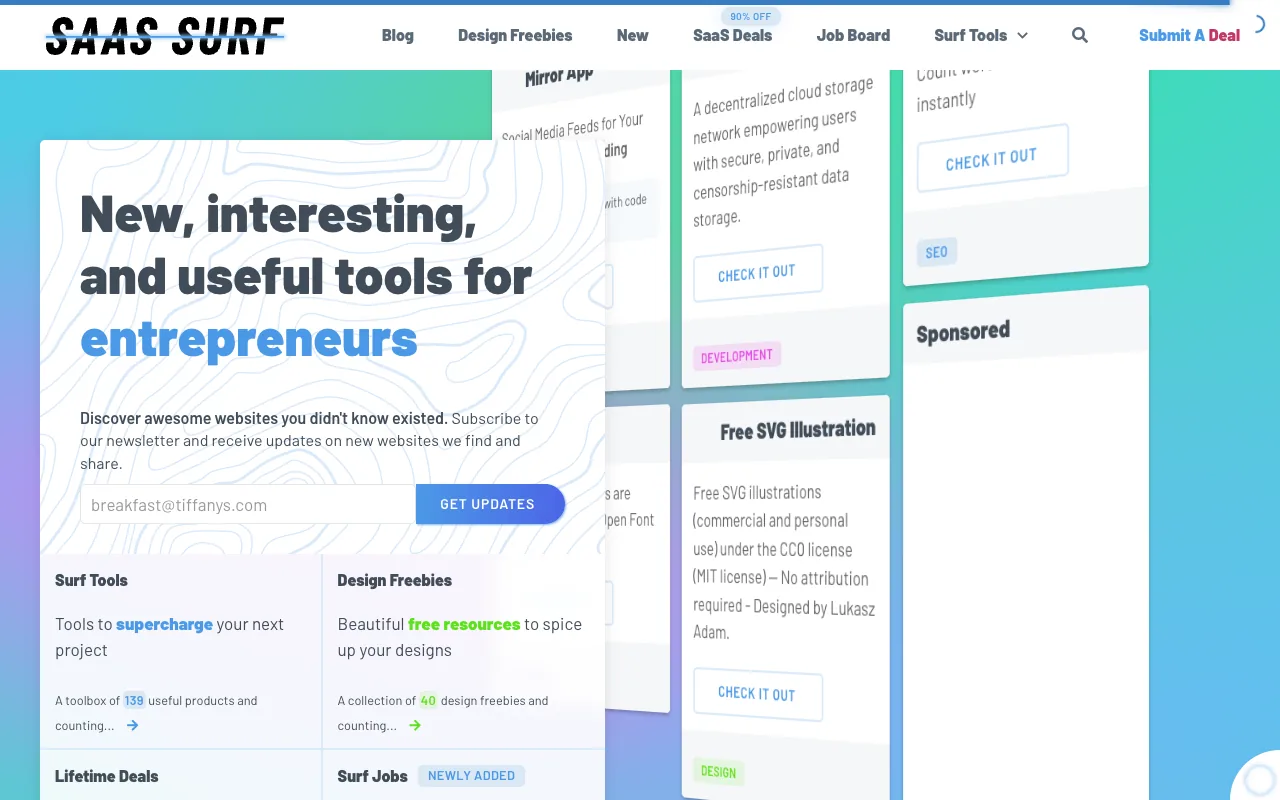SaaS Surf homepage