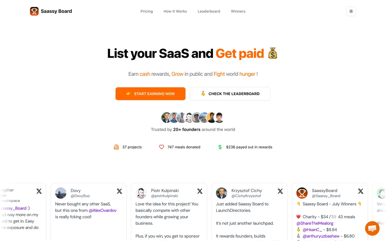 Saassy Board homepage