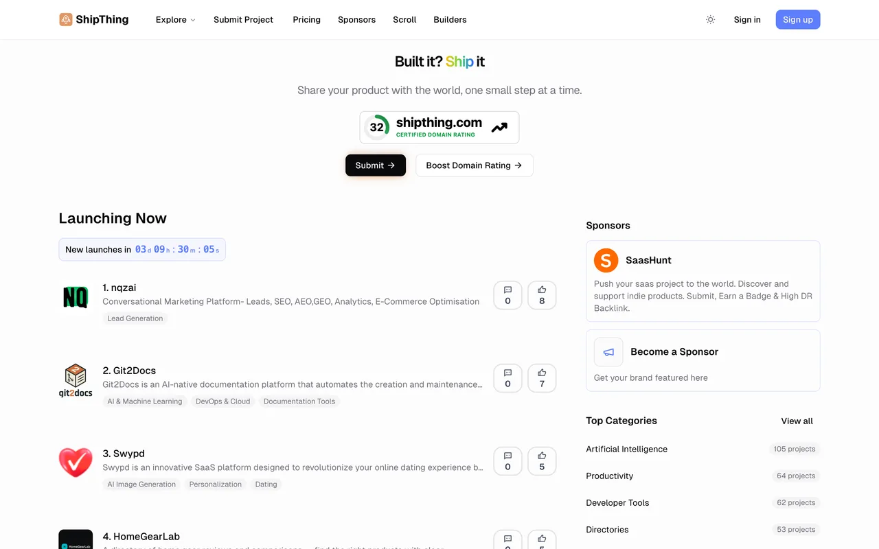 ShipThing homepage