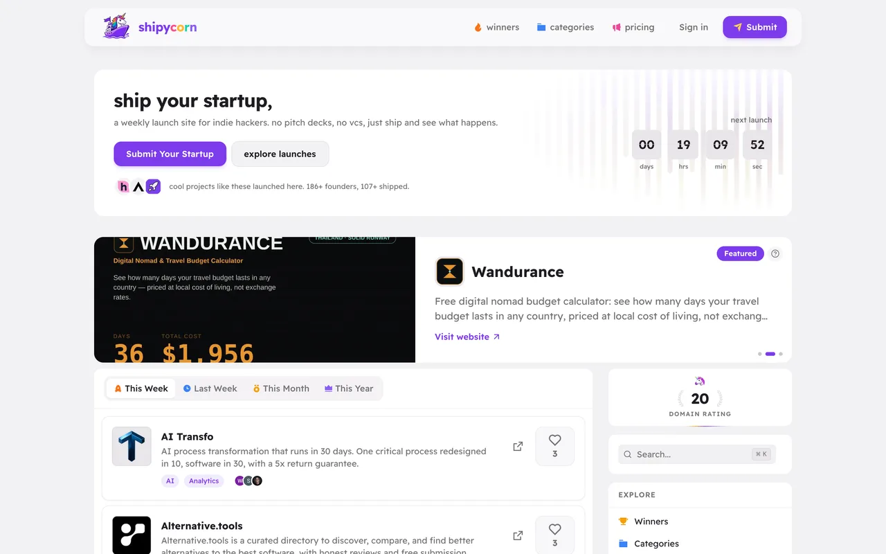Shipycorn homepage