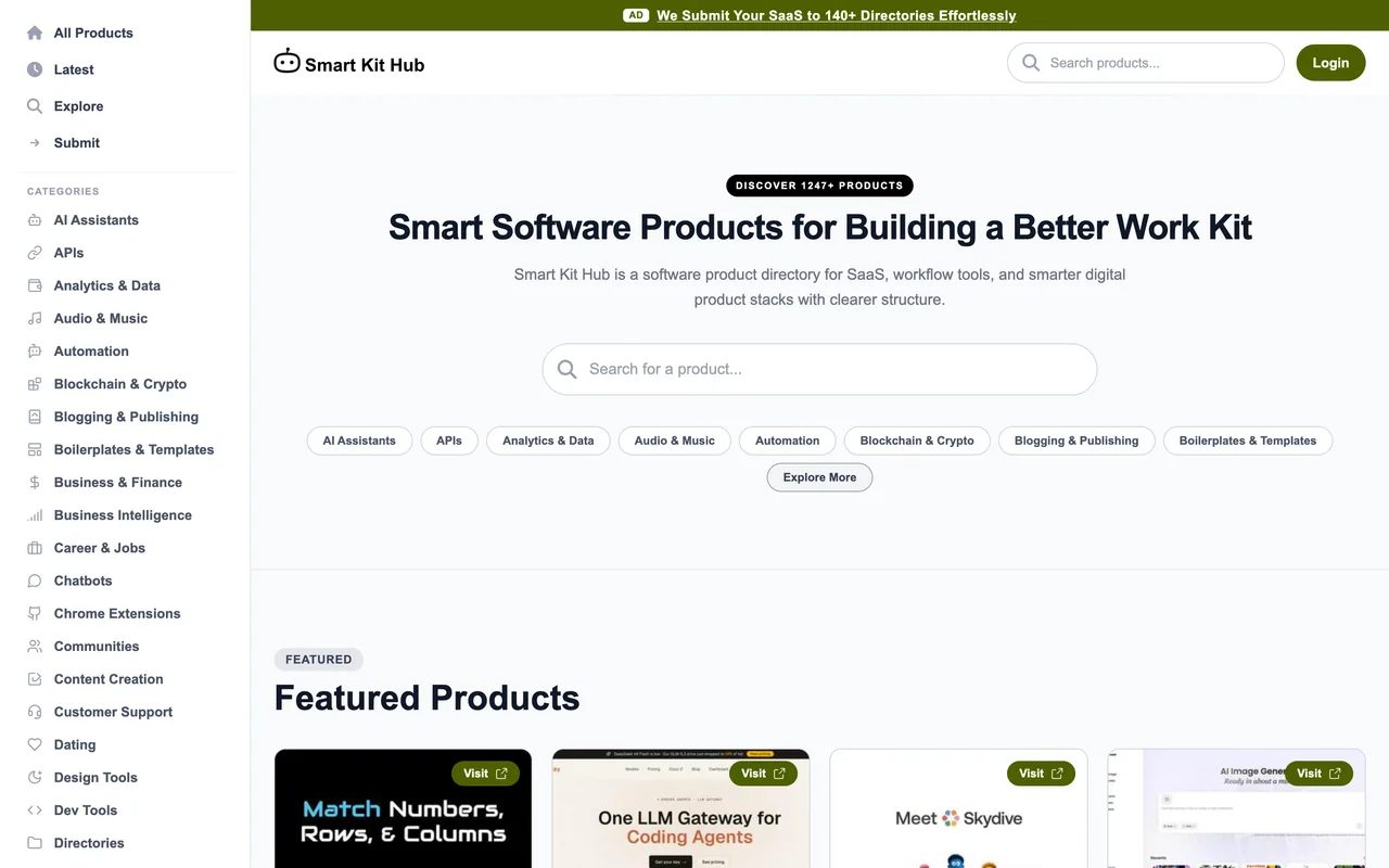 Smart Kit Hub homepage