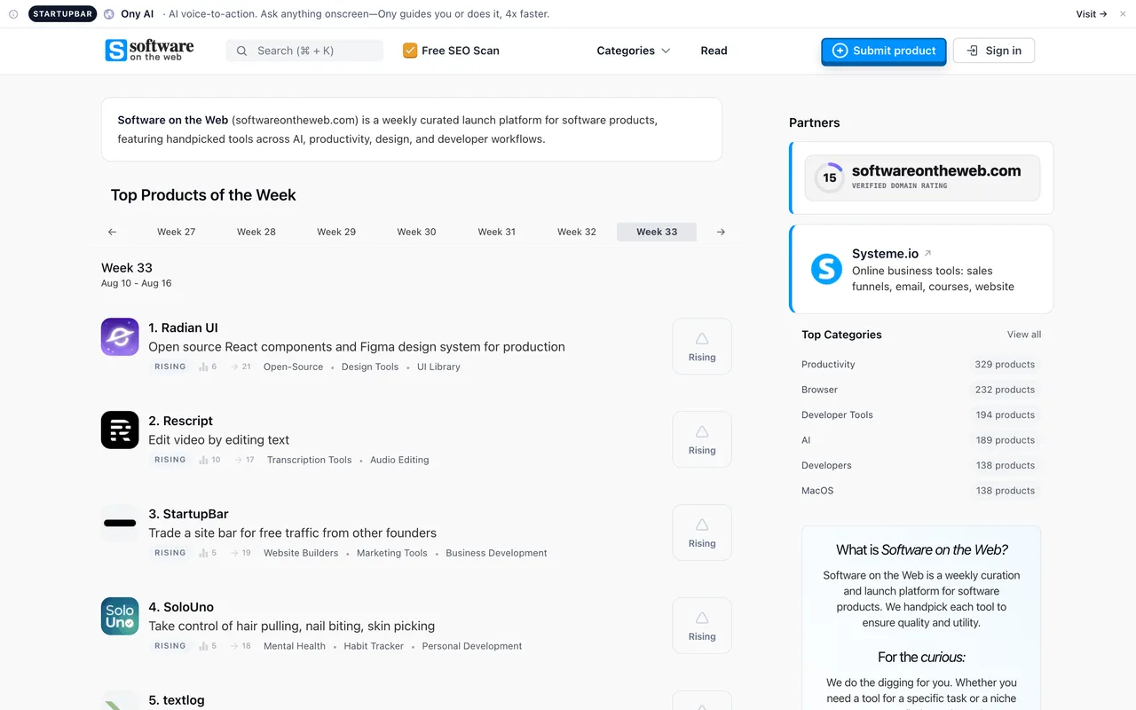 Software on the Web homepage
