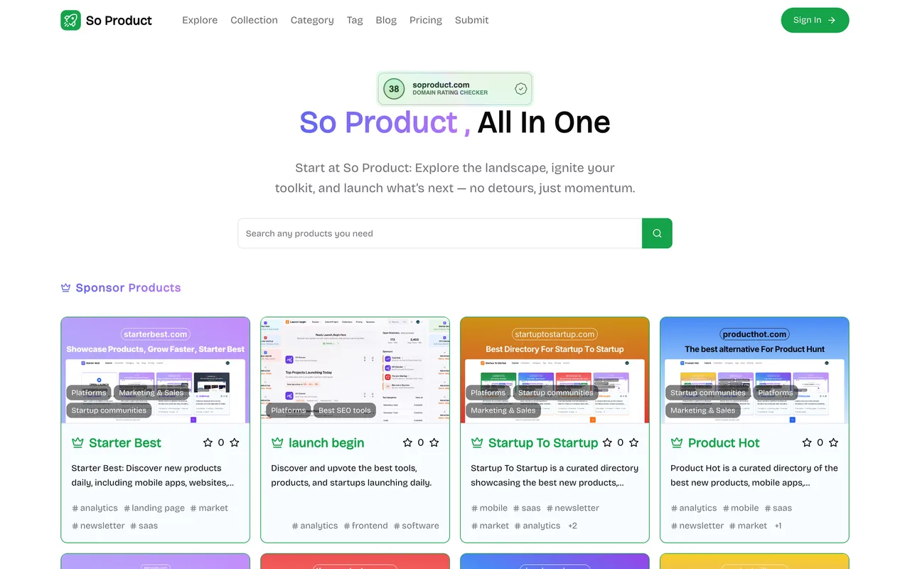 So Product homepage