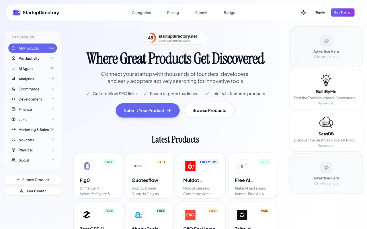 StartupDirectory homepage