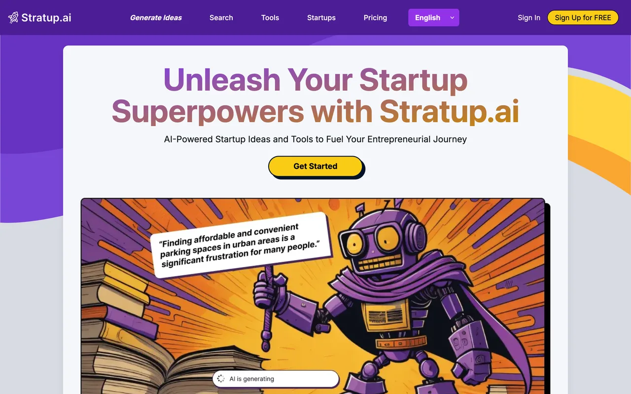 Stratup.ai homepage