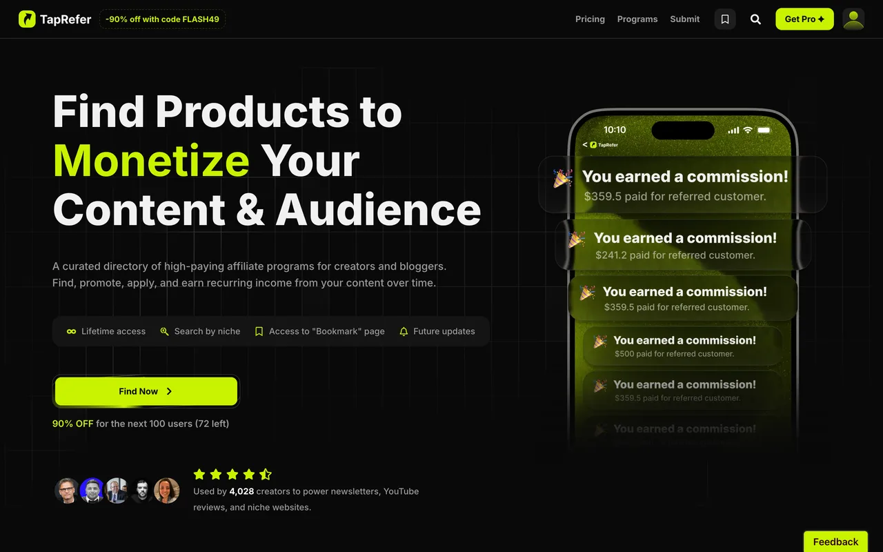 TapRefer homepage