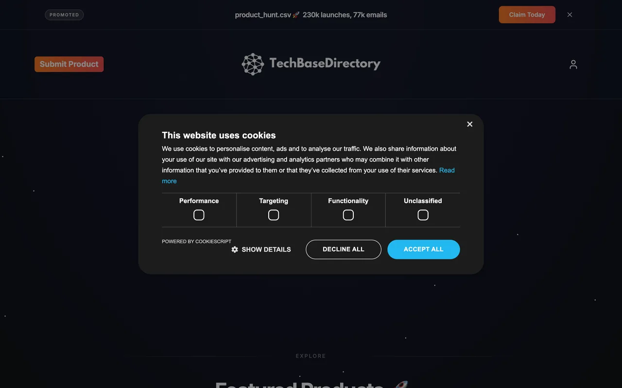 Tech Base Directory homepage