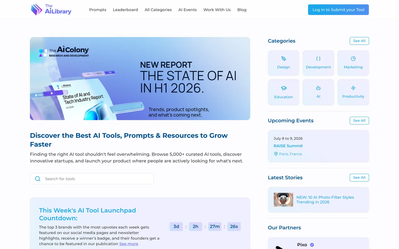 The AI Library homepage