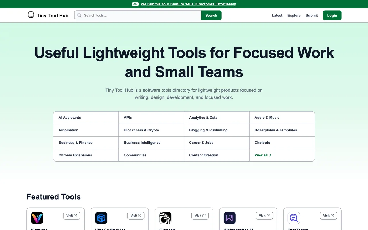Tiny Tool Hub homepage
