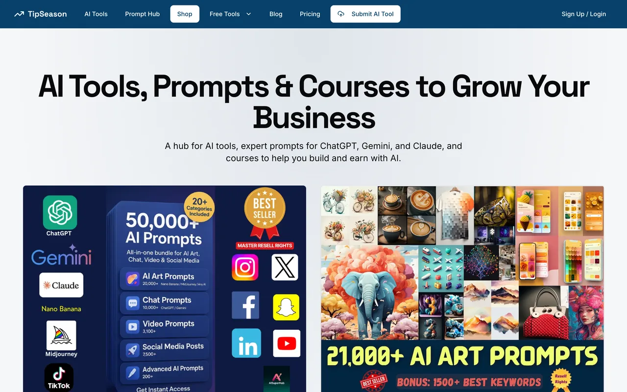 TipSeason homepage