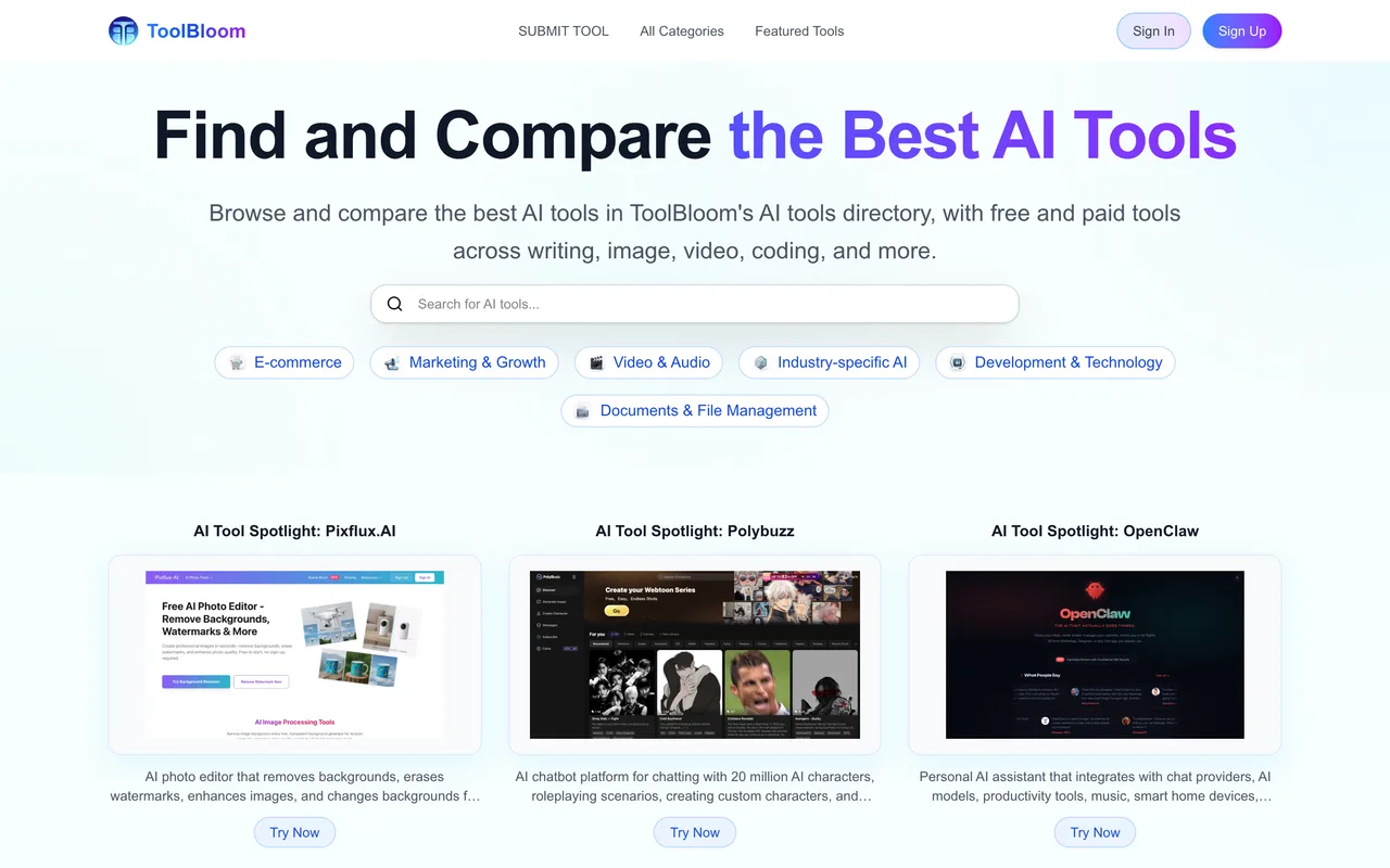 ToolBloom homepage