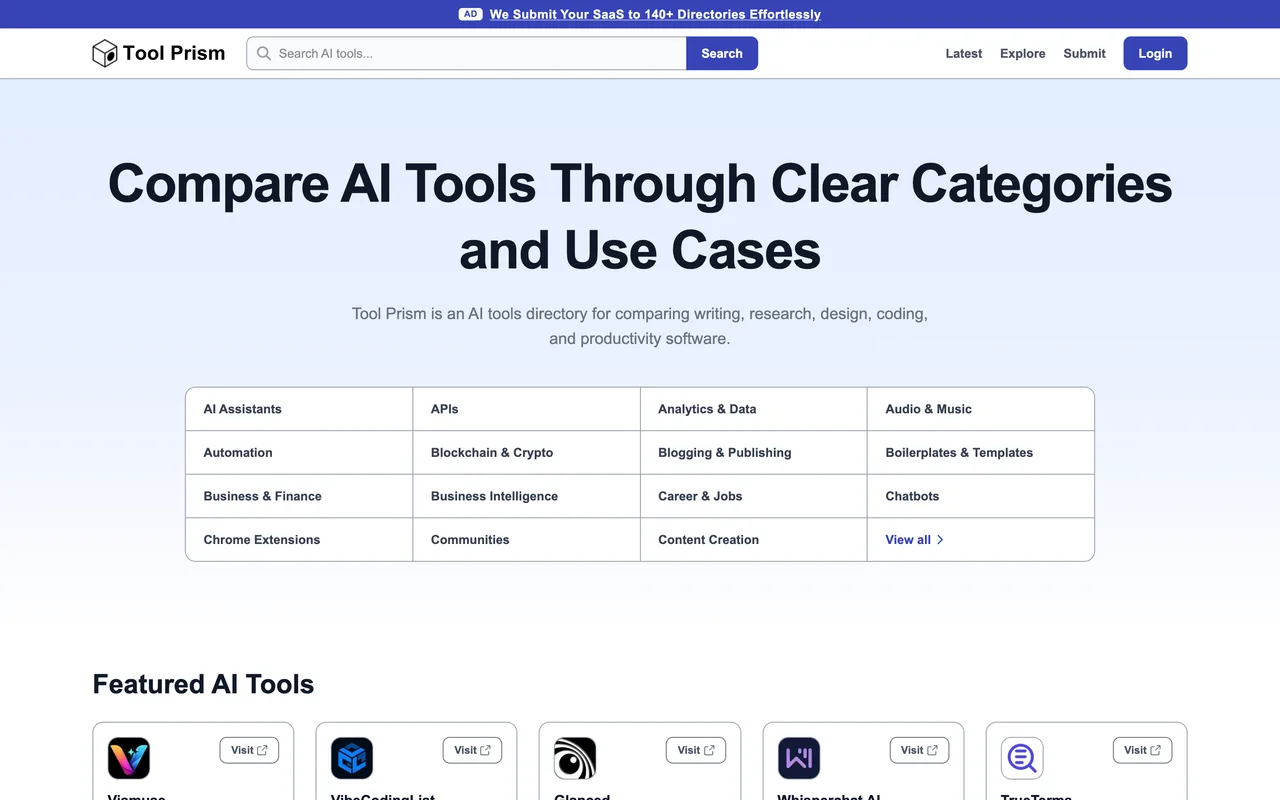 Tool Prism homepage
