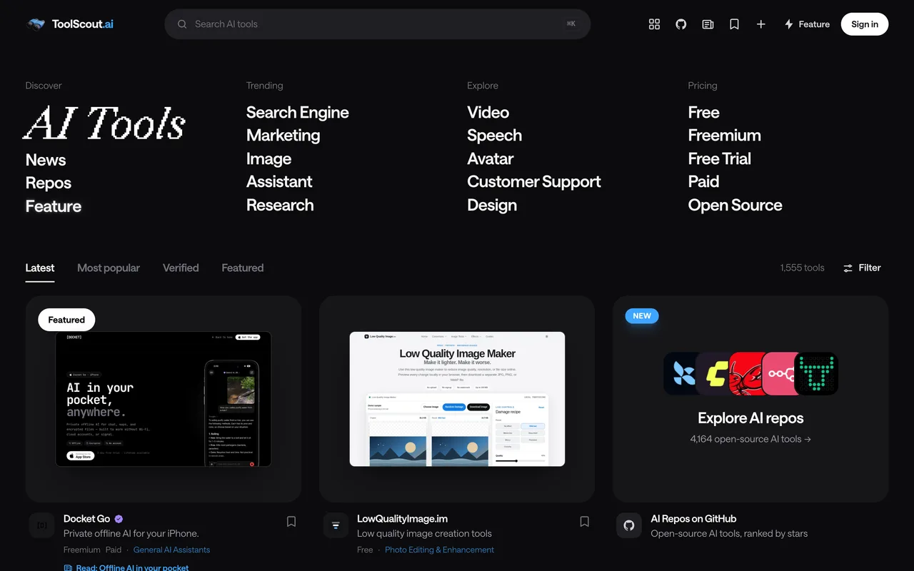 ToolScout homepage