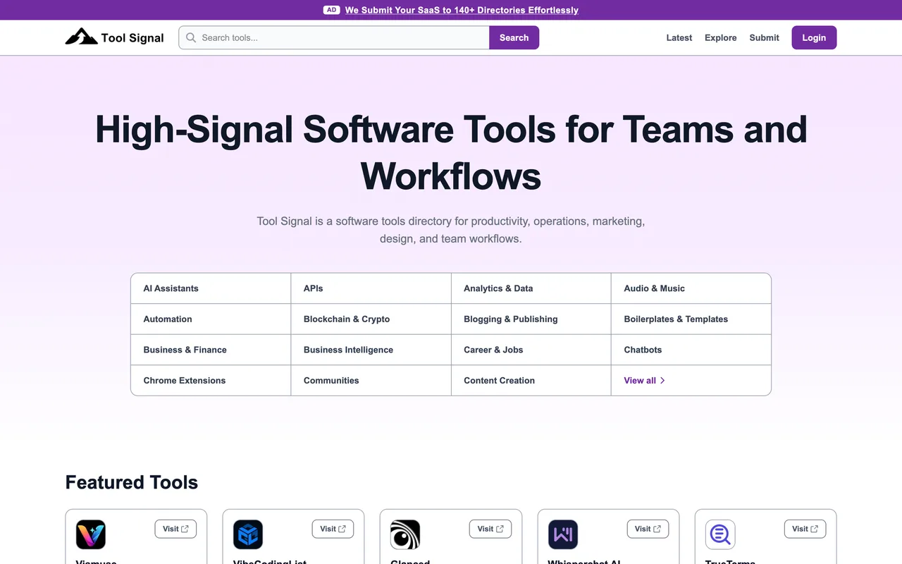 Tool Signal homepage