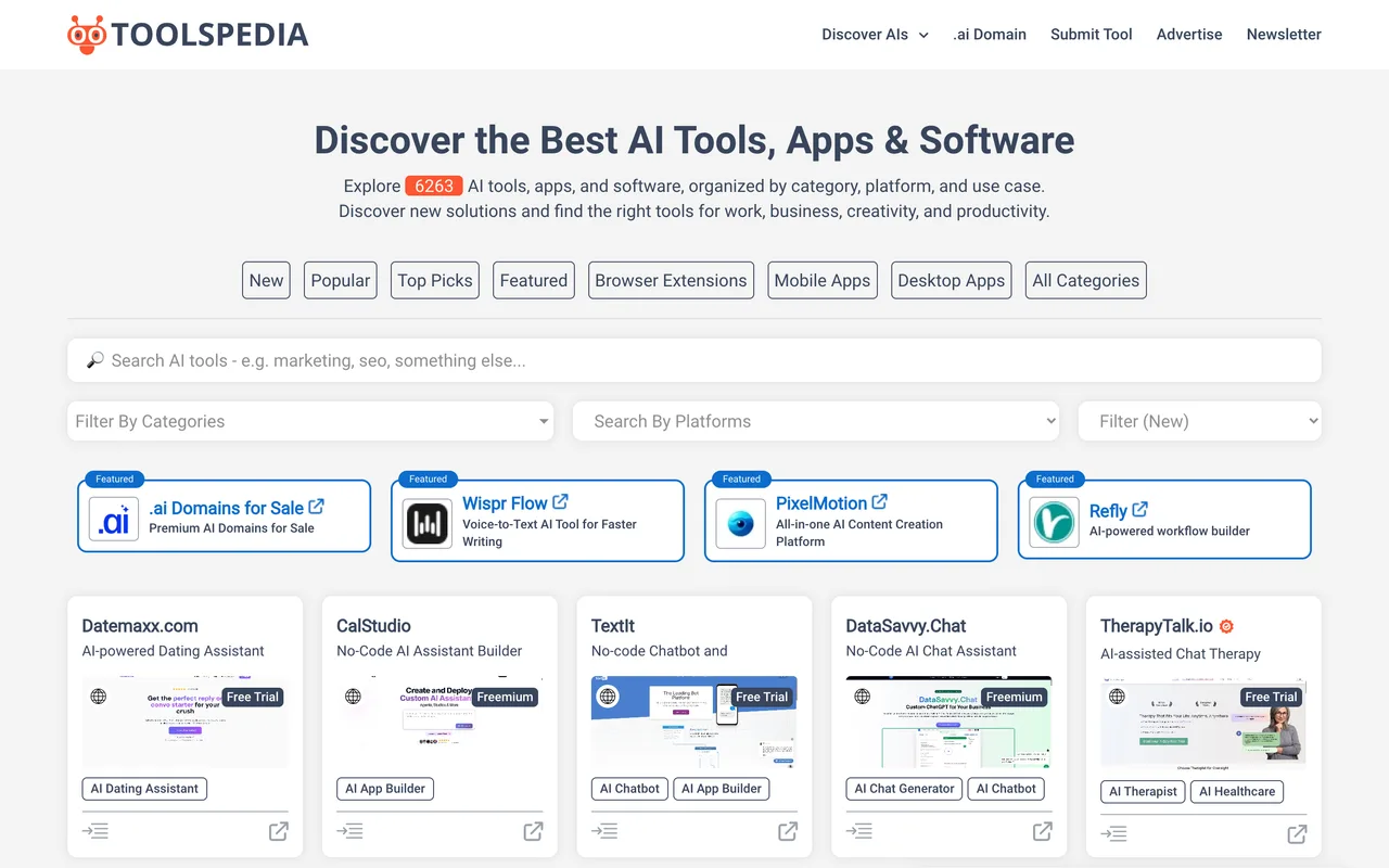 ToolsPedia homepage
