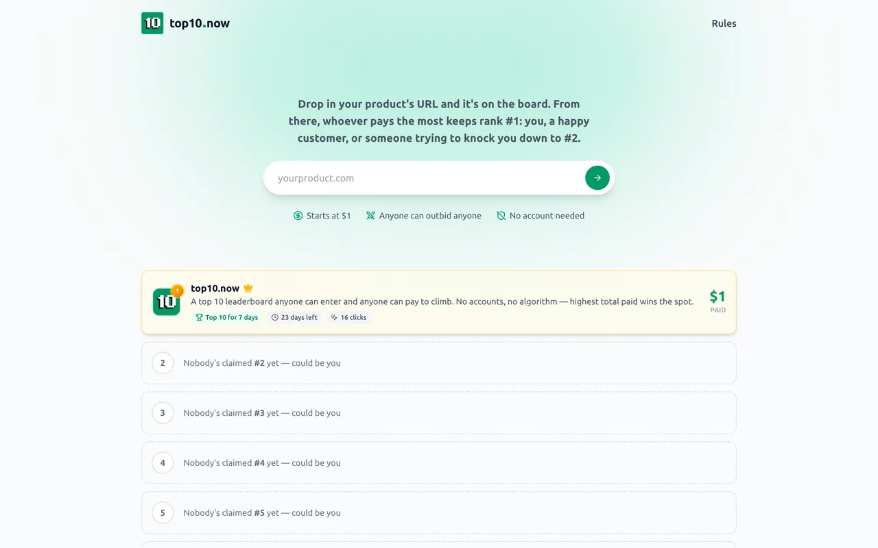 top10.now homepage