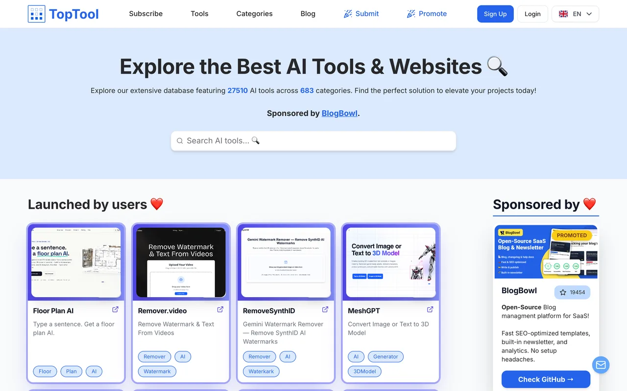 TopTool homepage