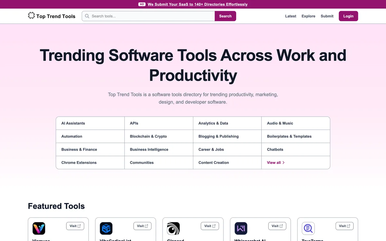 Top Trend Tools homepage