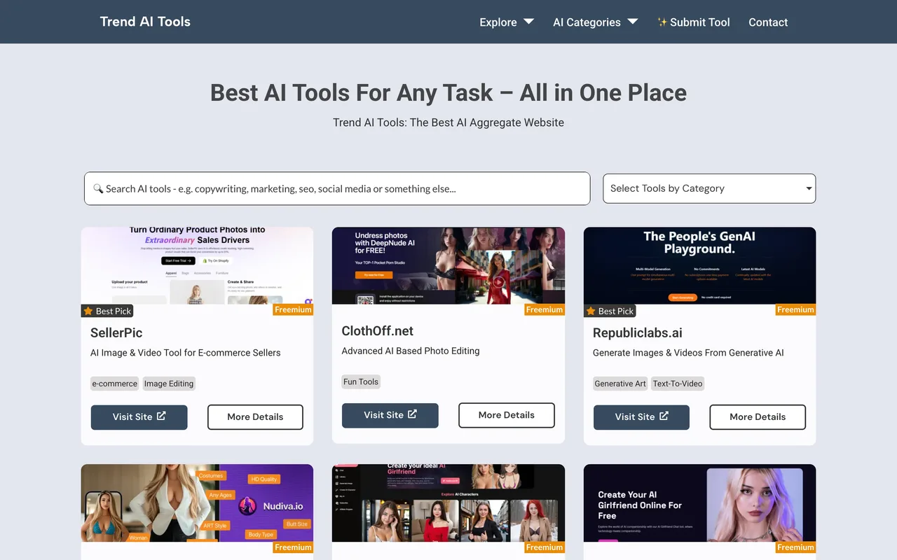 Trend AI Tools homepage