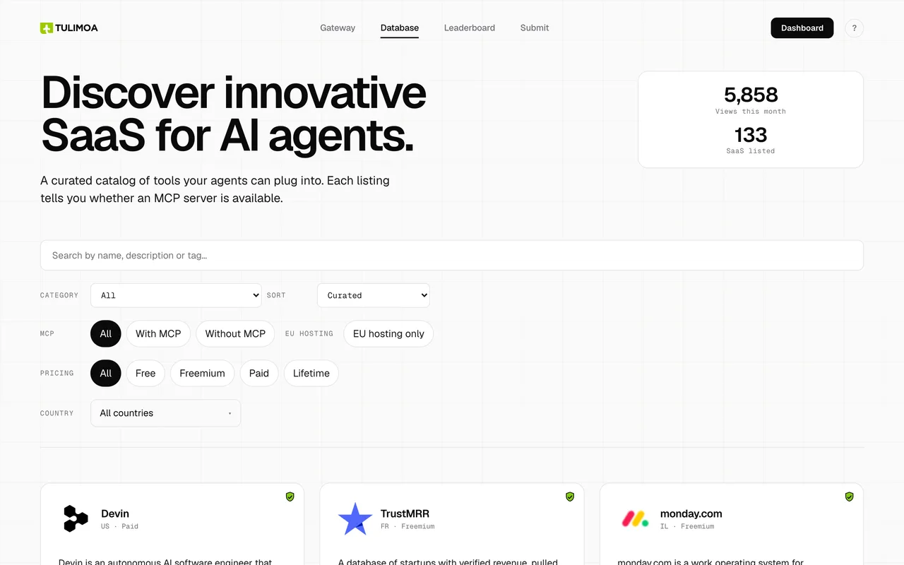 Tulimoa homepage