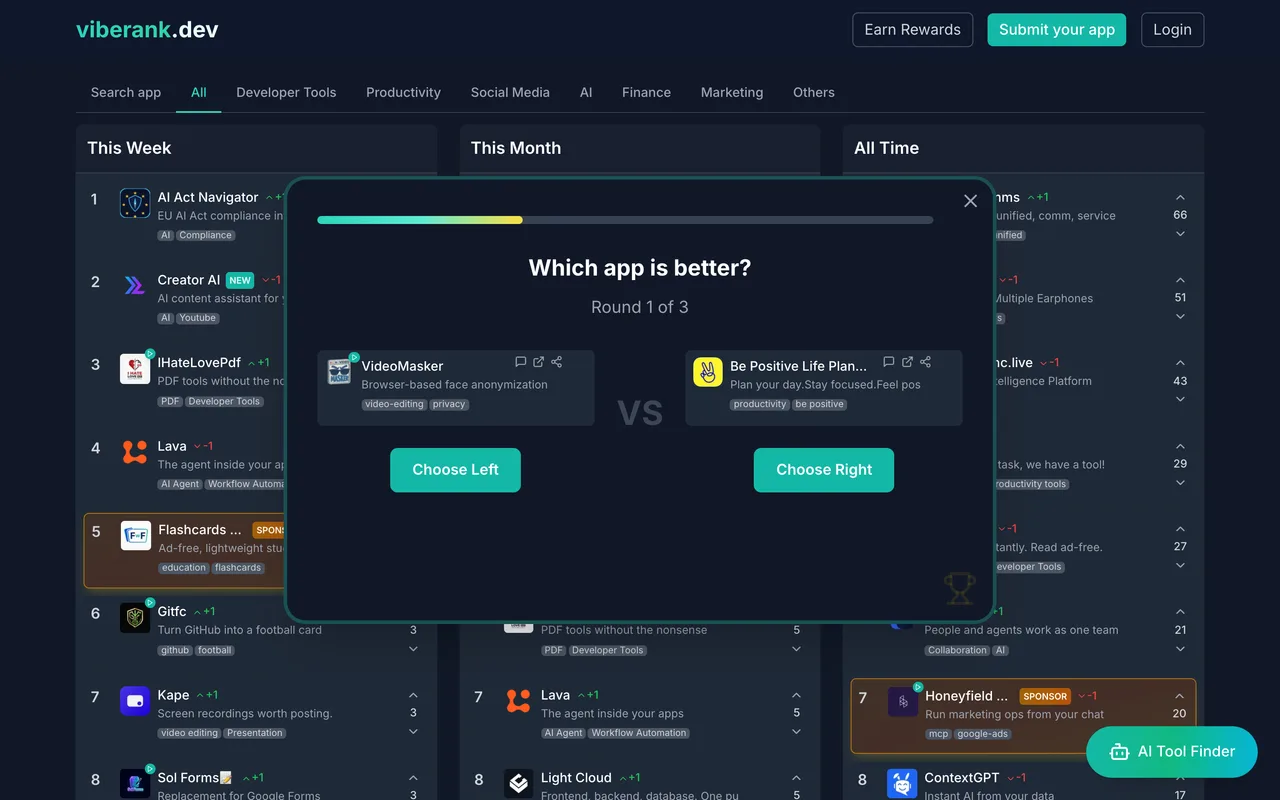 Viberank homepage