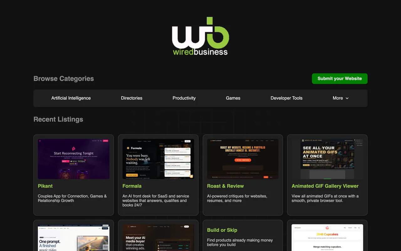 Wired Business homepage